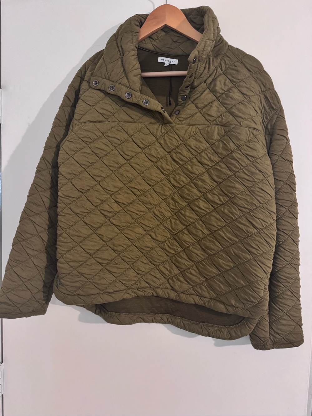 Crescent Olive Quilted Pullover Jacket and Short Set-Women
